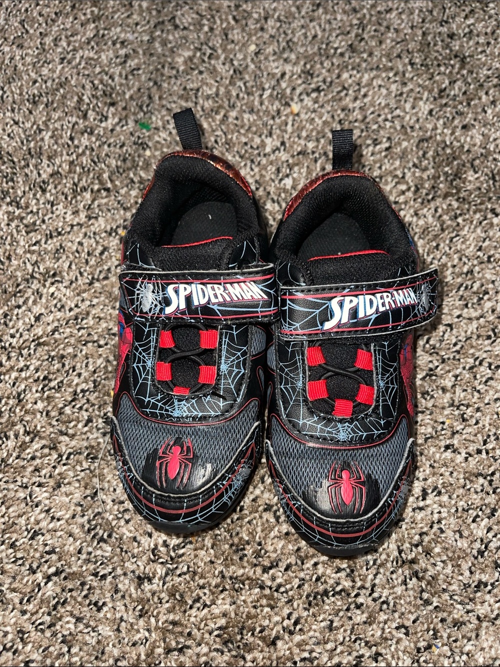Spiderman Kids Black and Red Velcro Sneakers